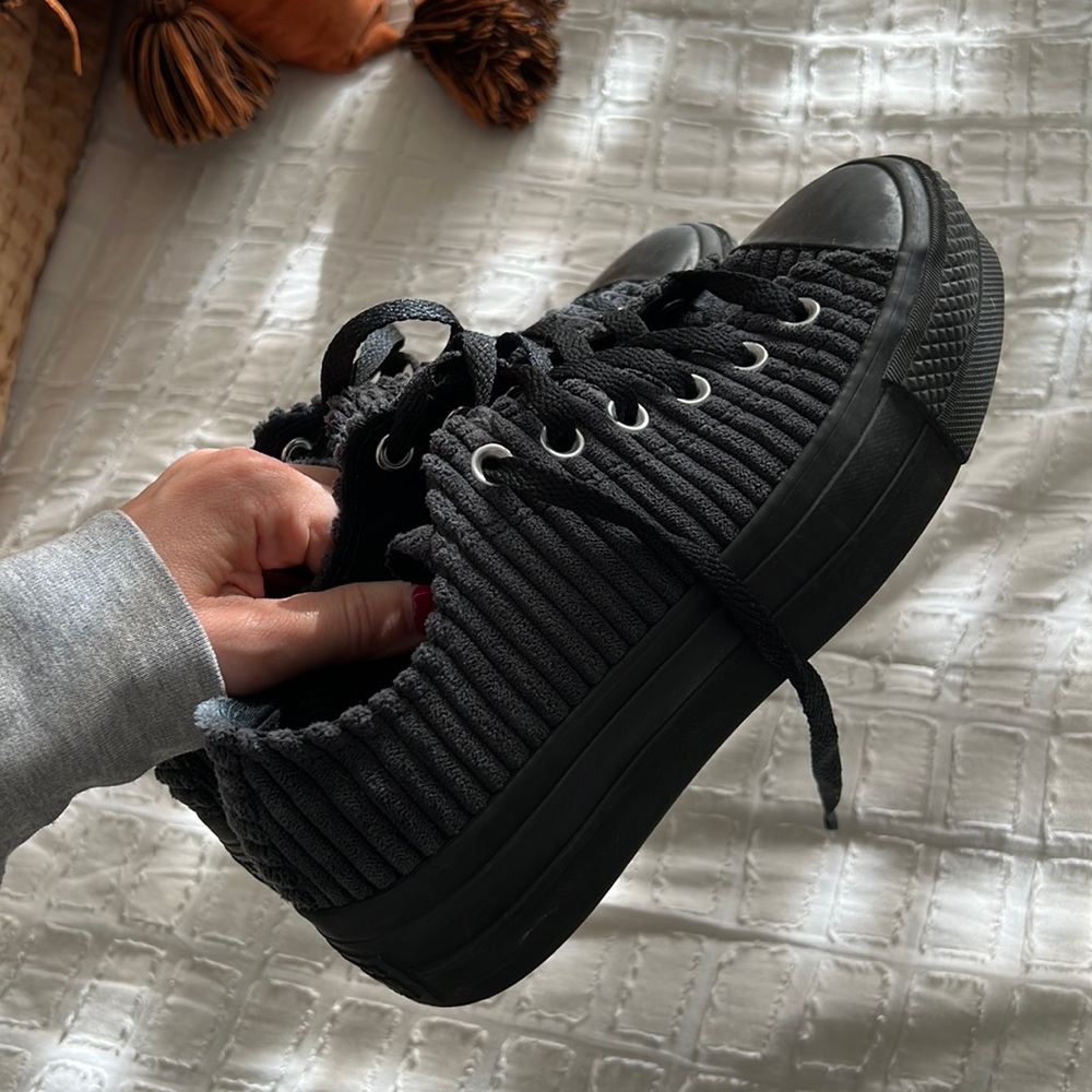 Black on black platform Converse